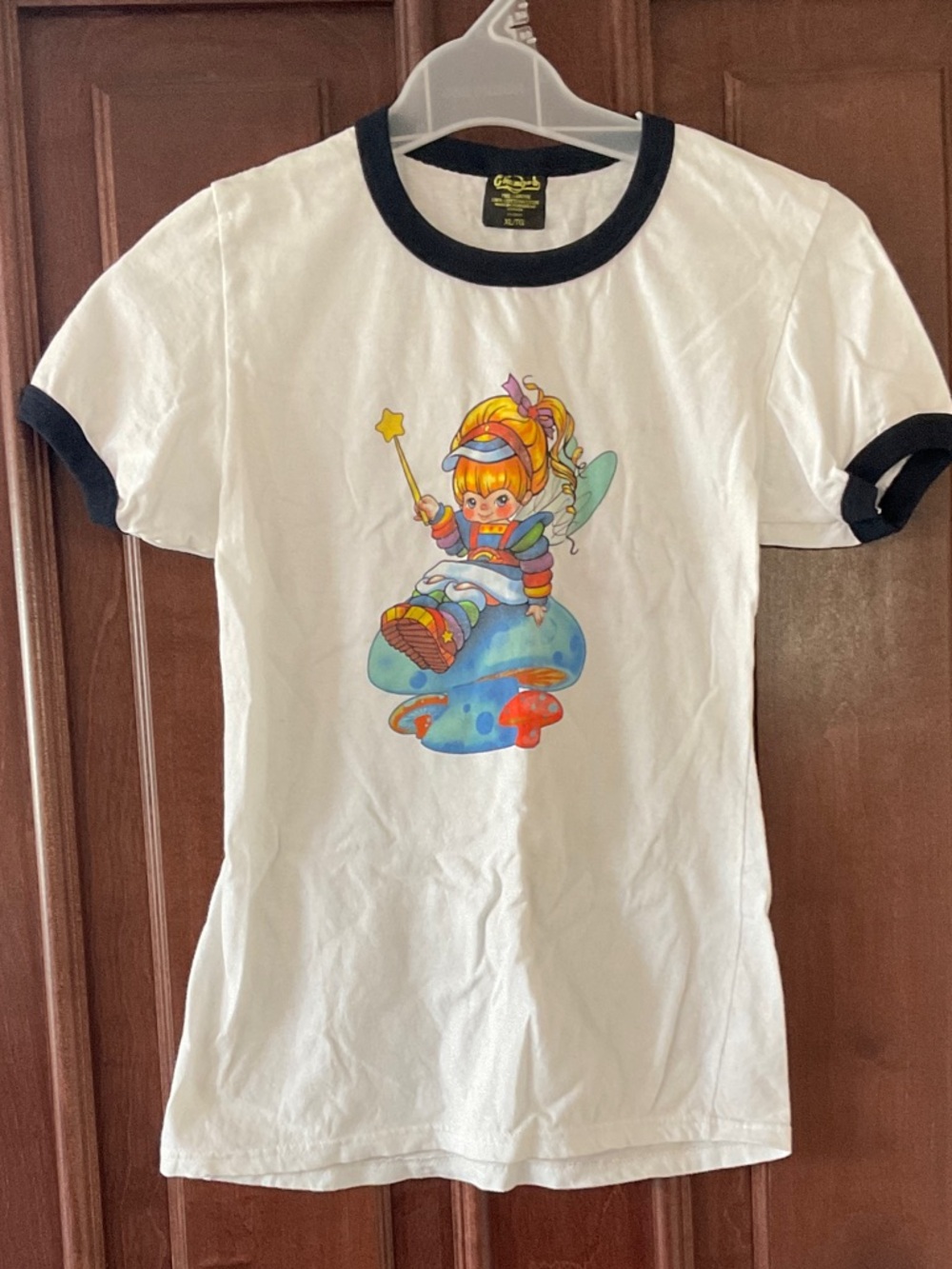 White Ringer Kids Tee with Rainbow Brite Graphic